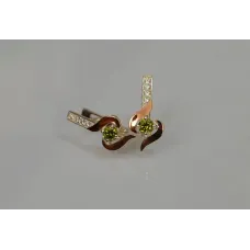 Серебряные серьги Sil с золотыми вставками 142s-15 Олива (Sil-1142)