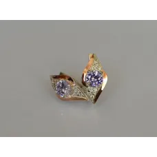 Серебряные серьги Sil с золотыми вставками 145s-11 Фиолет (Sil-1023)