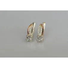 Серебряные серьги Sil с золотыми вставками 136s-6 Прозрачный (Sil-1240)