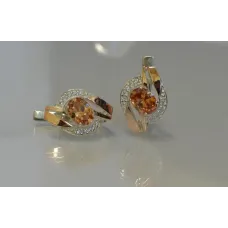 Серебряные серьги Sil 090s-3 Шампань (Sil-973)