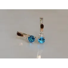 Серебряные серьги Sil с золотом 140s-5 Аквамарин (Sil-693)