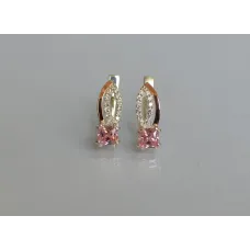 Серебряные серьги Sil с золотыми вставками 136s-2 Розовый (Sil-1236)