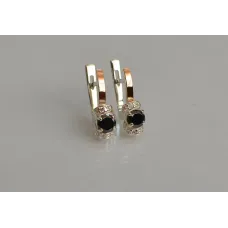 Серебряные серьги Sil с золотом 137s-5 Черный (Sil-1223)