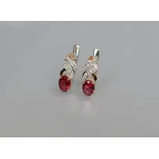 Серебряные серьги Sil с золотыми накладками 117s-10 Красный (Sil-768)
