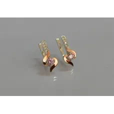 Серебряные серьги Sil с золотыми вставками 142s-10 Розовый (Sil-1137)