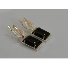 Серебряные серьги с кабашонами 146s-3 Черный (Sil-1148) Серебряные серьги с кабашонами 146s-3 Черный (Sil-1148)