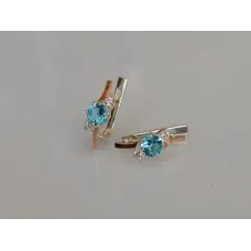 Серебряные серьги Sil с золотыми вставками 134s-8 Лаванда (Sil-1195)