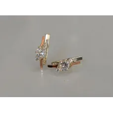 Серебряные серьги Sil с золотыми вставками 134s-11 Прозрачный (Sil-1198)