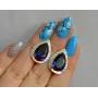 Серебряные серьги Sil с золотыми пластинами 038s2-2 Танзанит (Sil-1206)