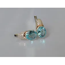 Серебряные серьги Sil с золотыми накладками 122s-1 Голубой (Sil-747) Серебряные серьги Sil с золотыми накладками 122s-1 Голубой (Sil-747)