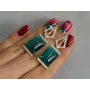 Серебряные серьги Sil с кабашонами 146s-1 Зеленый (Sil-1146)
