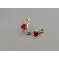 Серебряные серьги Sil с золотыми вставками 134s-6 Гранат (Sil-1193)