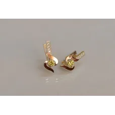 Серебряные серьги Sil с золотыми вставками 142s-6 Желтый (Sil-1133)