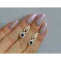 Серебряные серьги Sil с золотыми пластинами 135s-13 Танзанит (Sil-1184)