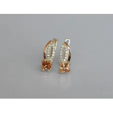 Серебряные серьги Sil с золотыми вставками 136s-4 Шампань (Sil-1238)