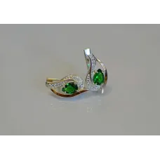 Серебряные серьги Sil с элементами золота 078s-3 Зеленый (Sil-919) Серебряные серьги Sil с элементами золота 078s-3 Зеленый (Sil-919)