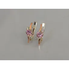 Серебряные серьги Sil с золотыми вставками 134s-9 Розовый (Sil-1196)