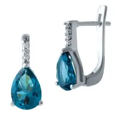 Серебряные серьги SilverBreeze с натуральным топазом Лондон Блю (1929872)