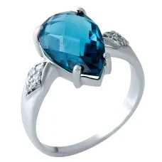 Серебряное кольцо SilverBreeze с натуральным топазом Лондон Блю 3.85ct (1966211) 18 размер