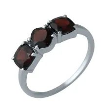 Срібна каблучка SilverBreeze з натуральним гранатом 1.95ct 17 розмір (1987582)