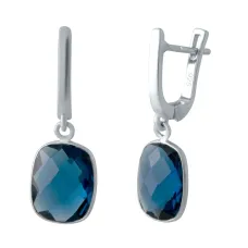 Серебряные серьги SilverBreeze с натуральным топазом Лондон Блю (1533420)