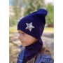 Детская шапка с хомутом КАНТА размер 48-52 Синий (OC-303)