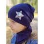 Детская шапка с хомутом КАНТА размер 48-52 Синий (OC-303)