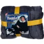 Двостороння толстовка плед халат з капюшоном Huggle Hoodie оверсайз худі зі штучного хутра Чорна