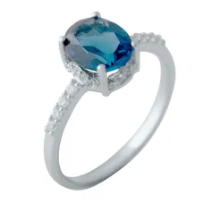 Срібна каблучка SilverBreeze з натуральним топазом Лондон Блю 1.98ct (2041207) 17 розмір
