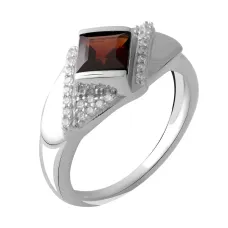 Срібна каблучка SilverBreeze з натуральним гранатом 1.29ct (2051602) 18 розмір