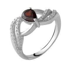 Срібна каблучка SilverBreeze з натуральним гранатом 0.83ct (2051671) 18 розмір