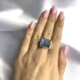 Срібна каблучка SilverBreeze з котячим оком (2053828) 17 розмір