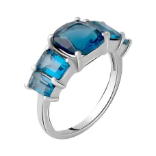 Срібна каблучка SilverBreeze з натуральним топазом Лондон Блю 3.35ct (2062462) 18 розмір