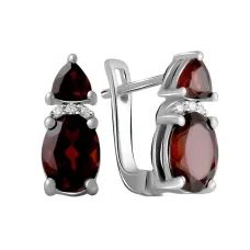 Серебряные серьги SilverBreeze с натуральным гранатом 3.274ct (2062738)
