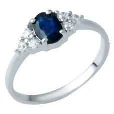 Срібна каблучка SilverBreeze з натуральним сапфіром 1.38ct (1938263) 17.5 розмір