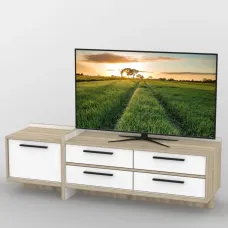 Тумба під телевізор Тиса Мебель ТВ-302 Дуб сонома Білий 51x42x160 см