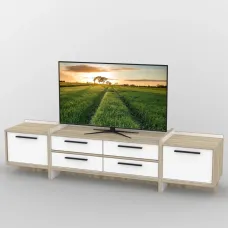 Тумба під телевізор Тиса Мебель ТВ-306 Дуб сонома Білий 67x42x180 см