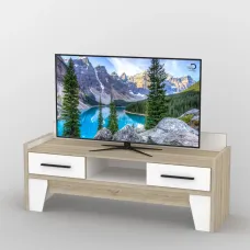 Тумба під телевізор Тиса Мебель ТВ-317 Дуб сонома Білий 60x44x140 см