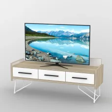 Тумба під телевізор Тиса Мебель ТВ-321 Дуб сонома Білий 60x44x140 см