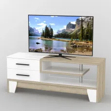 Тумба під телевізор Тиса Мебель ТВ-331 Дуб сонома Білий 60x44x150 см