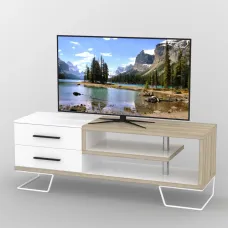 Тумба під телевізор Тиса Мебель ТВ-333 Дуб сонома Білий 55x44x150 см