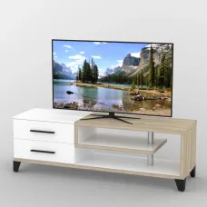 Тумба під телевізор Тиса Мебель ТВ-335 Дуб сонома Білий 49x44x150 см