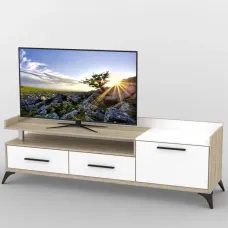 Тумба під телевізор Тиса Мебель ТВ-341 Дуб сонома Білий 58x54x190 см