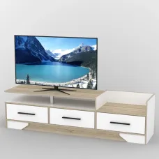 Тумба під телевізор Тиса Мебель ТВ-344 Дуб сонома Білий 50x44x180 см