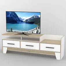 Тумба під телевізор Тиса Мебель ТВ-345 Дуб сонома Білий 60x44x180 см