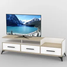 Тумба під телевізор Тиса Мебель ТВ-348 Дуб сонома Білий 51x54x190 см