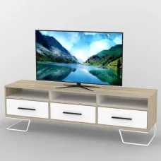 Тумба під телевізор Тиса Мебель ТВ-354 Дуб сонома Білий 55x44x180 см