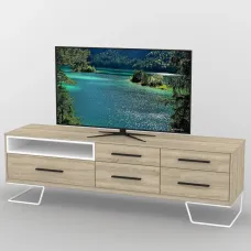 Тумба під телевізор Тиса Мебель ТВ-361 Дуб сонома Білий 55x44x180 см