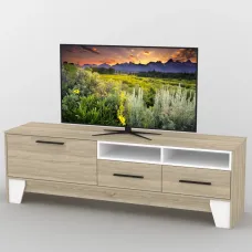 Тумба під телевізор Тиса Мебель ТВ-366 Дуб сонома Білий 58x44x180 см