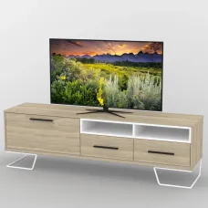 Тумба під телевізор Тиса Мебель ТВ-368 Дуб сонома Білий 55x44x180 см